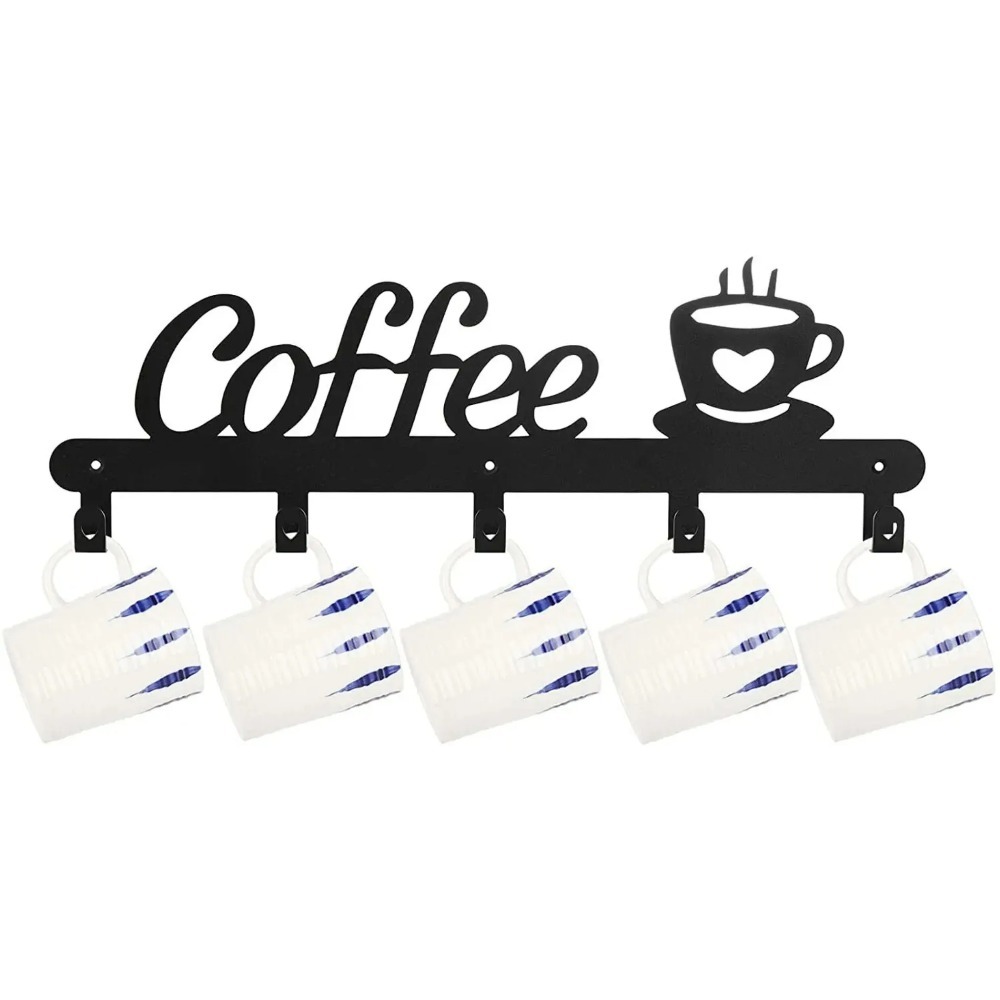 Kitchen Baking Gifts - Wandmontierter Metall-Kaffeetassenhalter, Mantel-, Hut- und Schlüsselhaken-Organizer,
