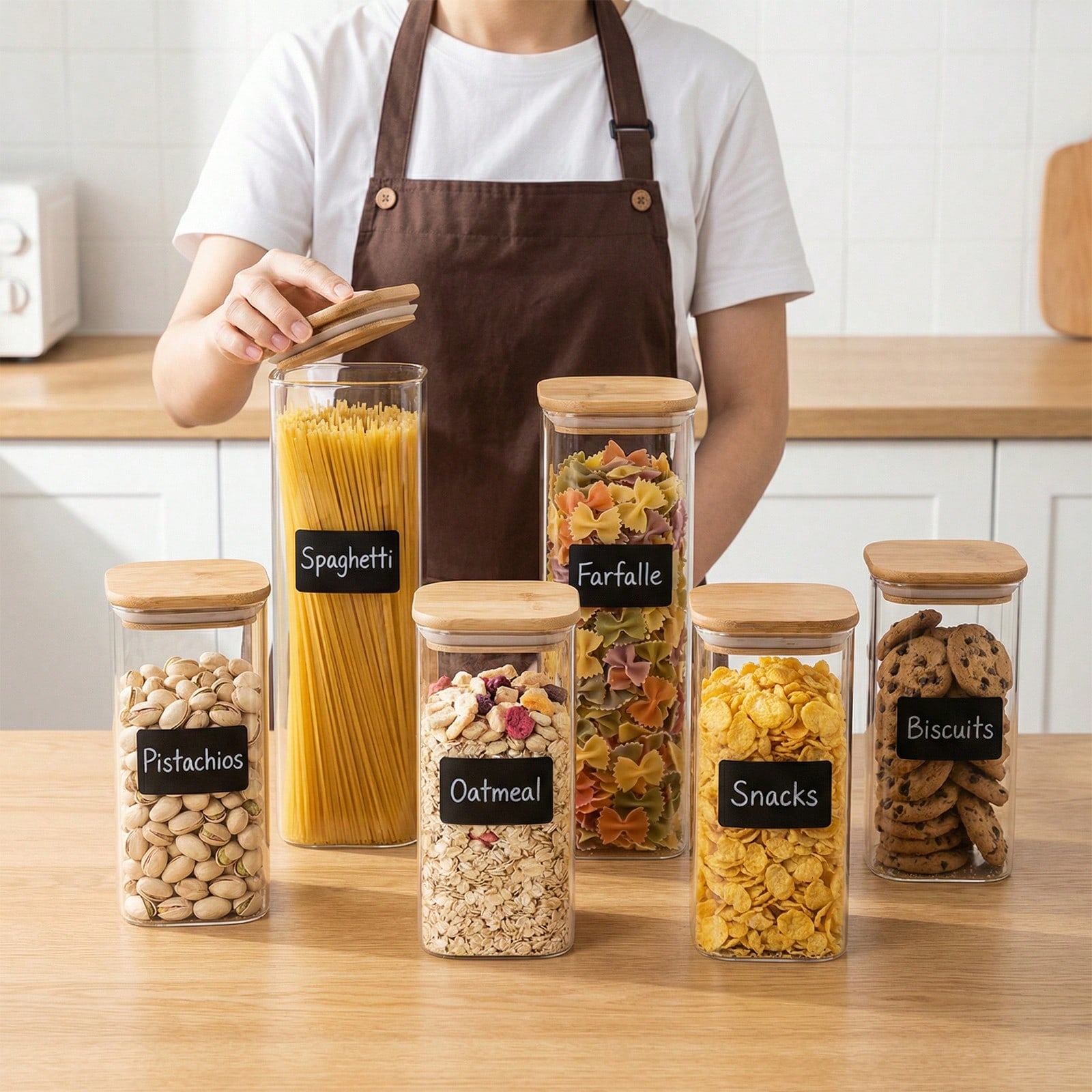 Kitchen Baking Storage Containers - 6/12 Stück Glas-Lebensmittelbehälter mit Deckel, 2
