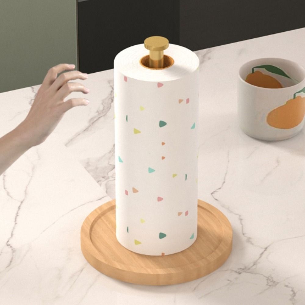 Kitchen Baking Paper Holder - Moderner Küchenrollenhalter mit Holzsockel, Rutschfester Tischhalter