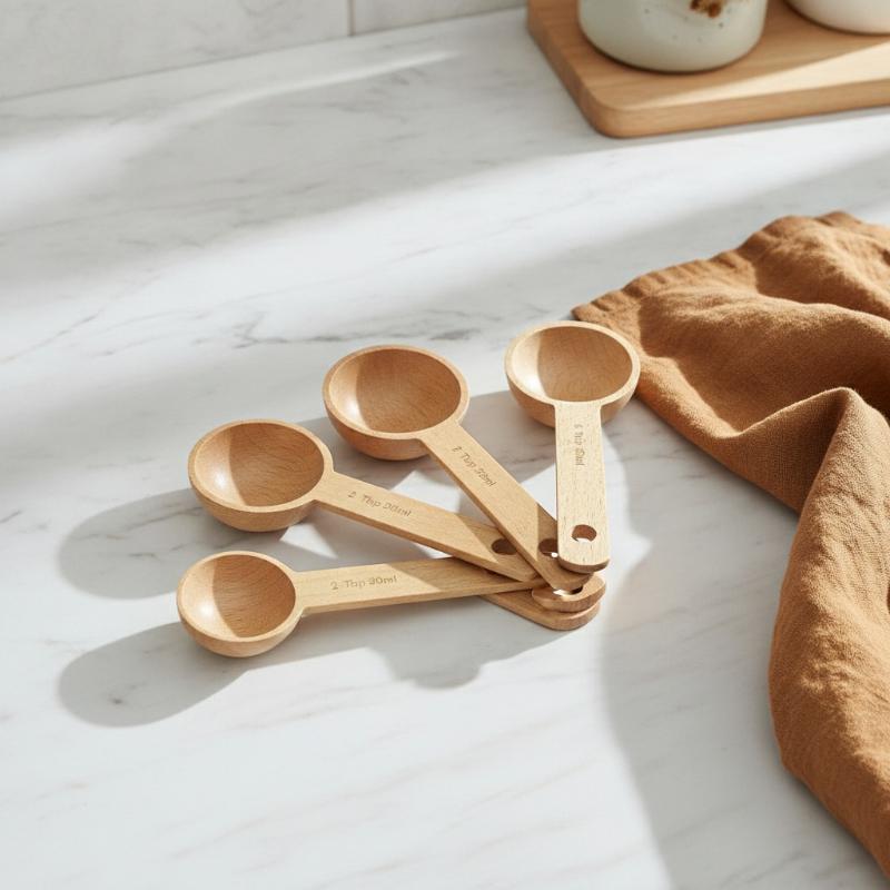 Kitchen Baking Gifts - Holz-Messlöffel 7,5-45ML Tragbarer Buchen- und Walnuss-Messlöffel