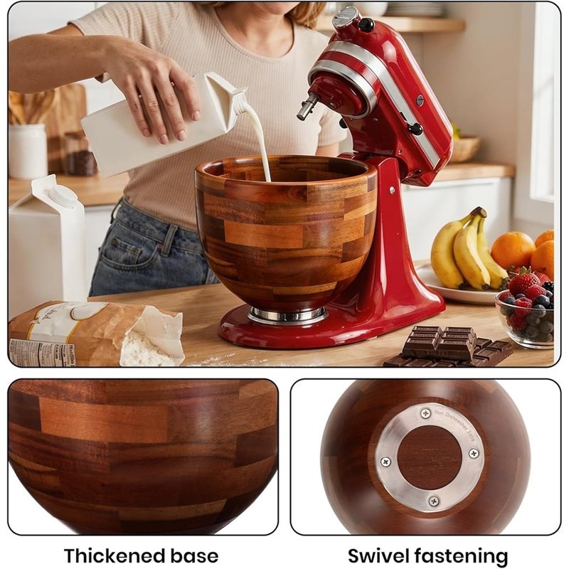 Kitchenaid Baking Bowl - ABGH-Holz-Rührschüssel für Kitchenaid 5QT, für Kitchen