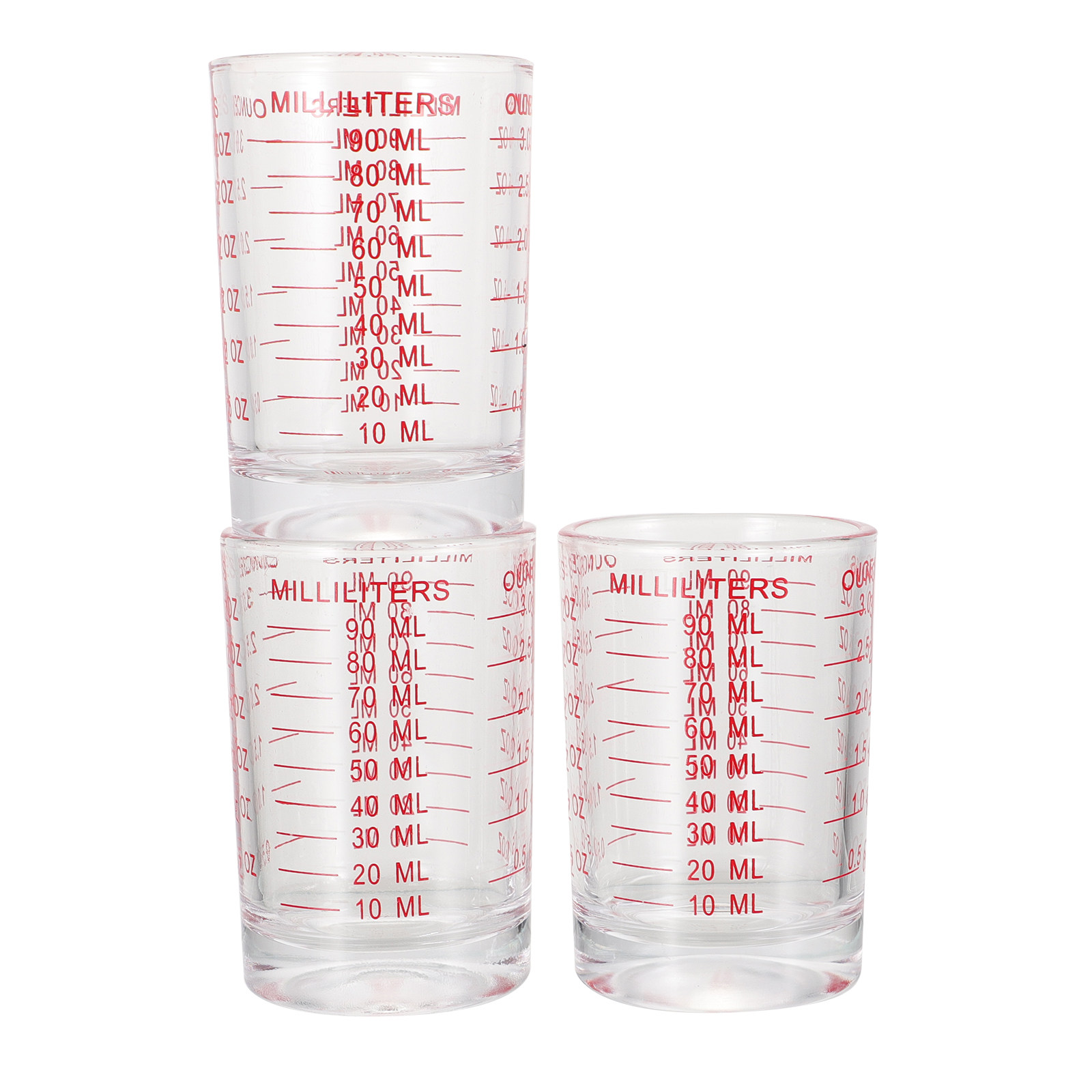 Kitchen Baking Tools - 3-teiliges Glas-Messbecher-Set mit Graduierter Skala zum