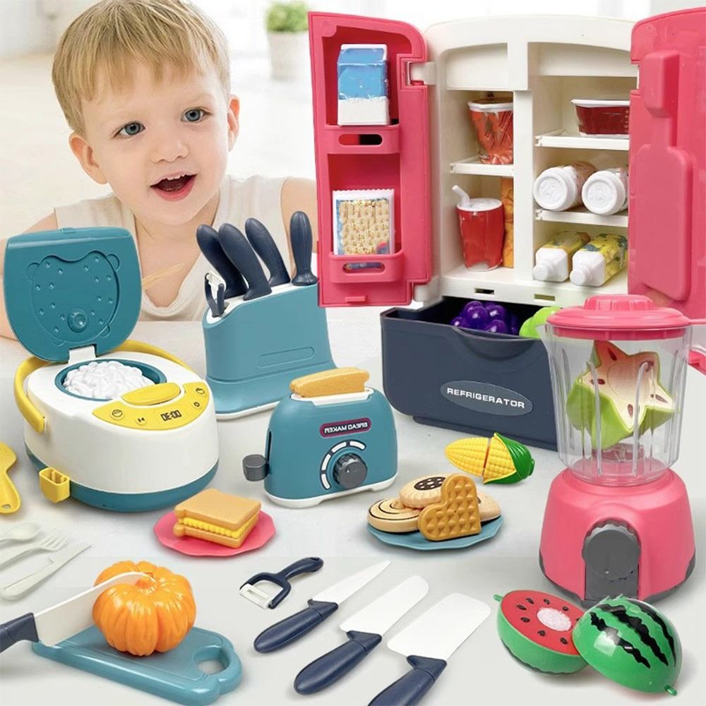 Baking Kitchen Kids - Lustiges Mehrfarbiges Kochspielset Plastik-Mikrowelle Backspielset Gasherd-Simulationsdesign