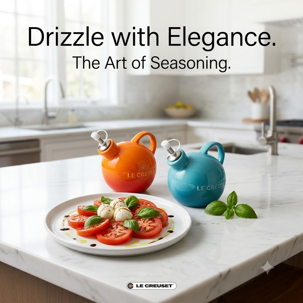 Kitchen Baking Gifts - Le Creuset 2-teiliger Keramik-Olivenölspender und Essigspender