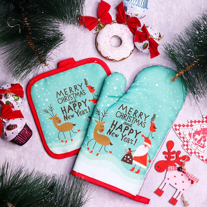 Kitchen Baking Gloves - 2 teile/satz Weihnachten Top flappen und