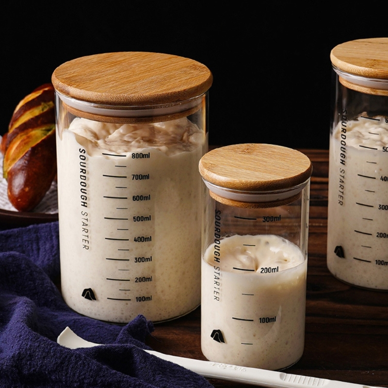 Kitchen Baking Storage Containers - Sauerteig-Gärglas, Küchen-Backzubehör, praktisches Gärglas aus Glas,